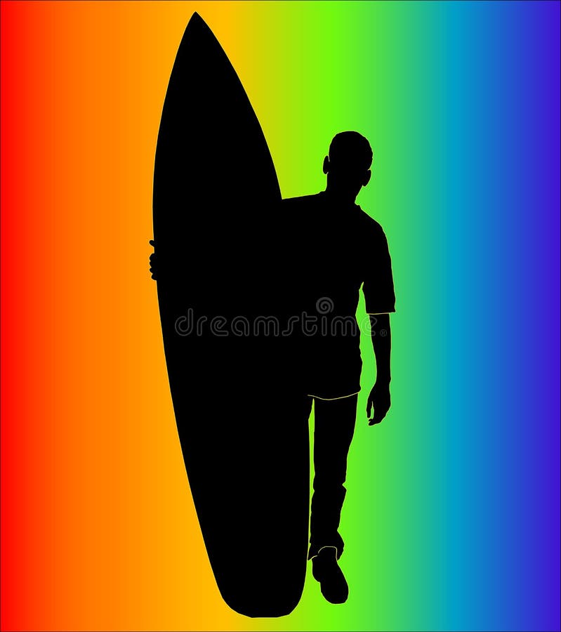 Silhouette surfer with a board. Silhouette surfer with a board