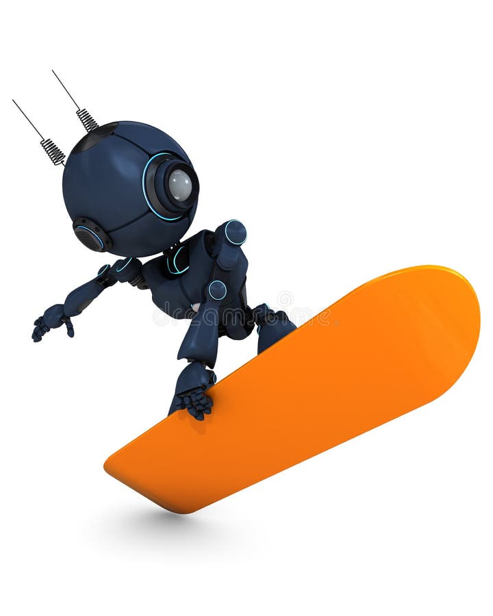 Persona que practica surf del robot ilustración del vector Persona que practica surf del robot ilustración del vector