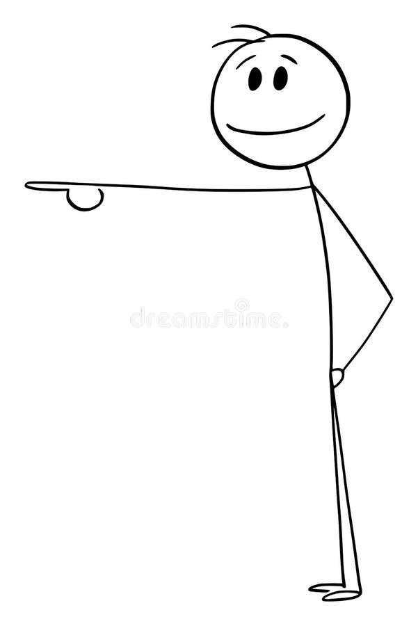 Persona sonriente apuntando a algo ilustrativo del vectorial caricaturista stock de ilustración