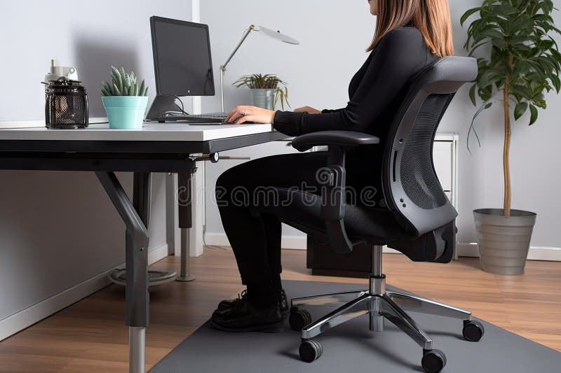 Persona Trabajando Desde Silla Ergonómica Y Cómoda De Oficina Con