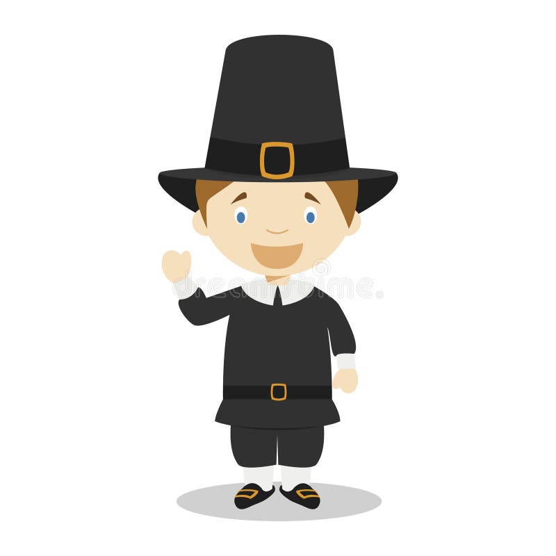 Personagem de banda desenhada americano do colono Ilustração do vetor ilustração royalty free Personagem de banda desenhada americano do colono Ilustração do vetor ilustração royalty free