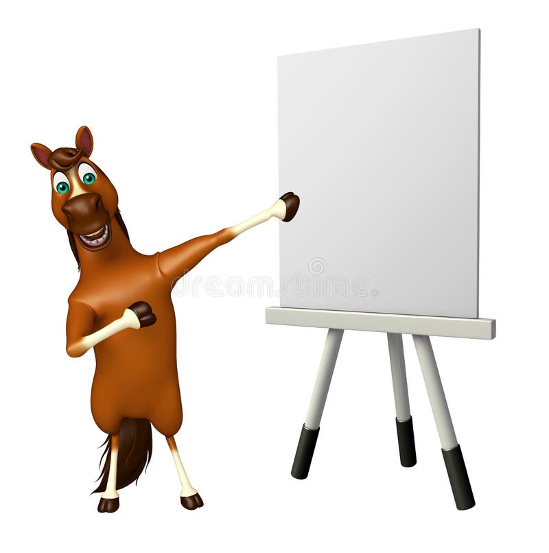Personagem de banda desenhada do cavalo com placa da armação ilustração stock Personagem de banda desenhada do cavalo com placa da armação ilustração stock