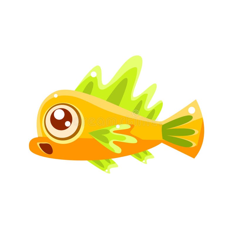 Personagem de banda desenhada tropical surpreendido dos peixes do aquário fantástico amarelo ilustração royalty free Personagem de banda desenhada tropical surpreendido dos peixes do aquário fantástico amarelo ilustração royalty free