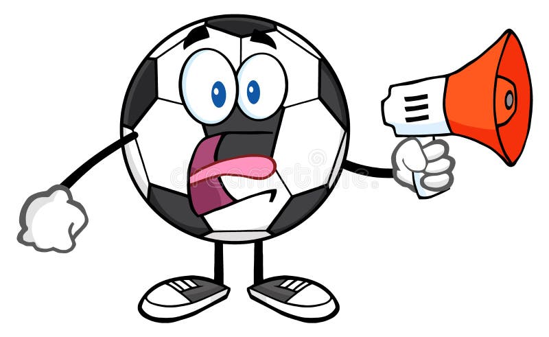 Vencedor de bola de futebol de personagem com copa ilustração de desenho  animado de futebol