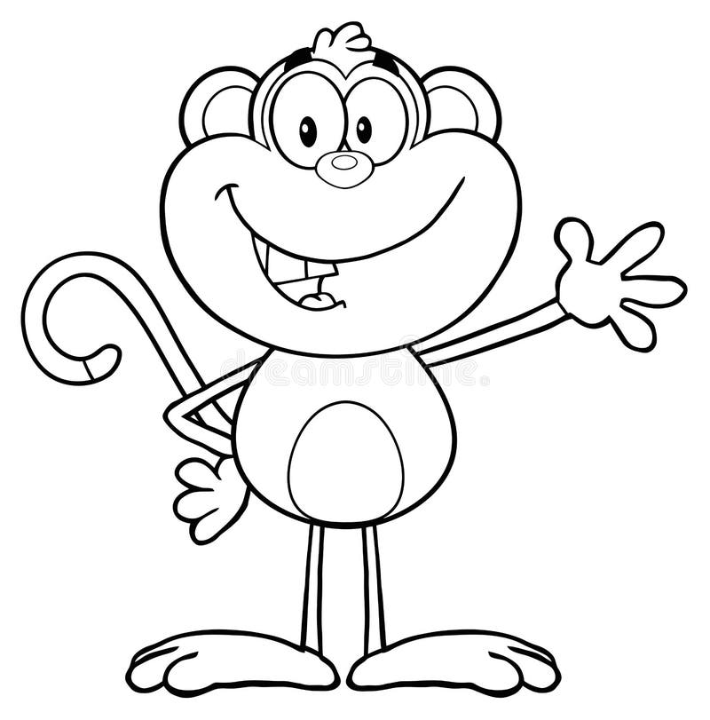 desenho de desenho de macaco para colorir em fundo transparente