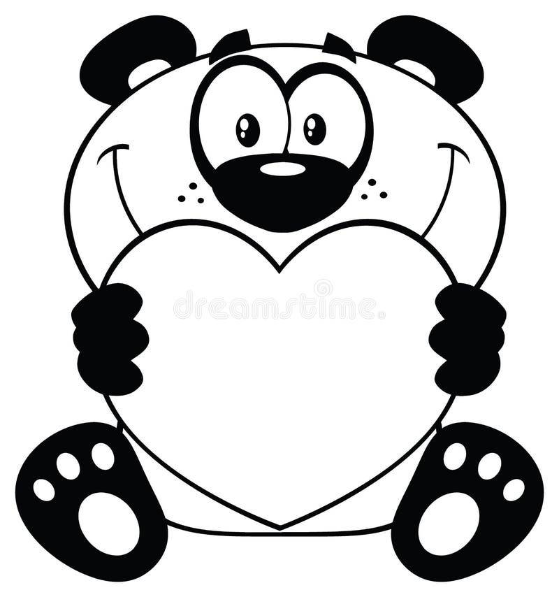 Cara de urso panda bonito. olhar amoroso. personagem de desenho animado.  ilustração.