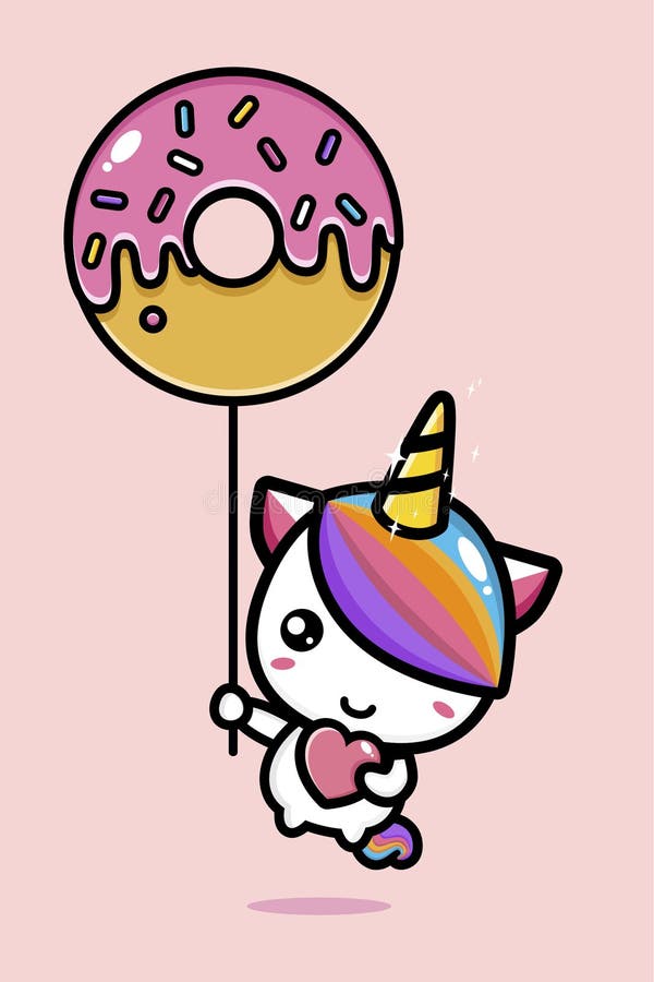 Fofo Donut Kawaii. Ilustração De Estilo De Desenho Animado Isolado