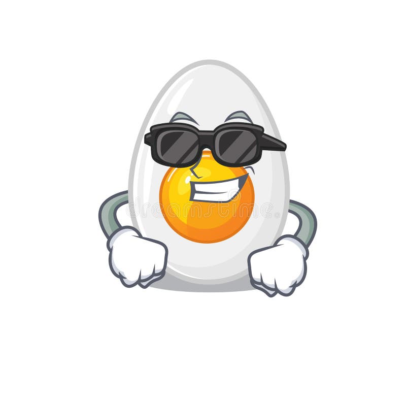 Super cool boiled egg character wearing black glasses. Vector illustration. Super cool boiled egg character wearing black glasses. Vector illustration