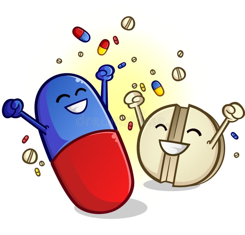 Medicamentos engraçados. emoticons de medicina em branco, pílulas