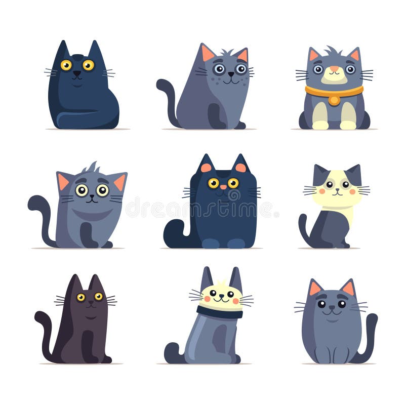 Gatos Bonitos De Kawaii Dos Desenhos Animados No Fundo Branco Ilustração do  Vetor - Ilustração de arte, consideravelmente: 140654315