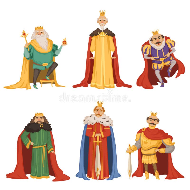 Personaggi dei cartoni animati di grande re nelle pose differenti royalty illustrazione gratis Personaggi dei cartoni animati di grande re nelle pose differenti royalty illustrazione gratis