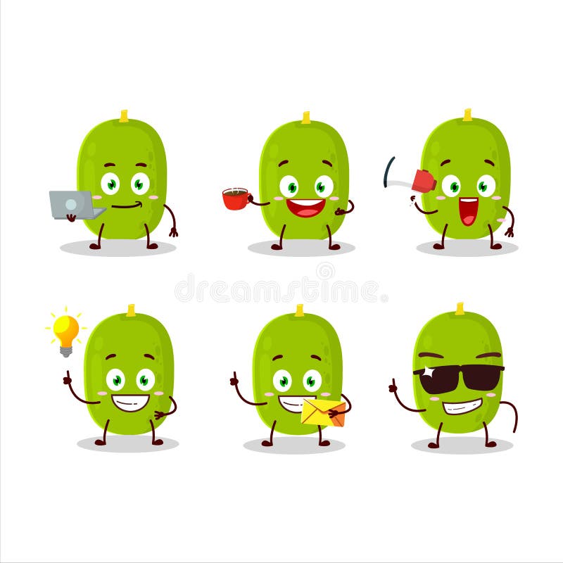 Personaggio dei cartoni animati della giaca con i vari tipi di emoticon di affari illustrazione vettoriale
