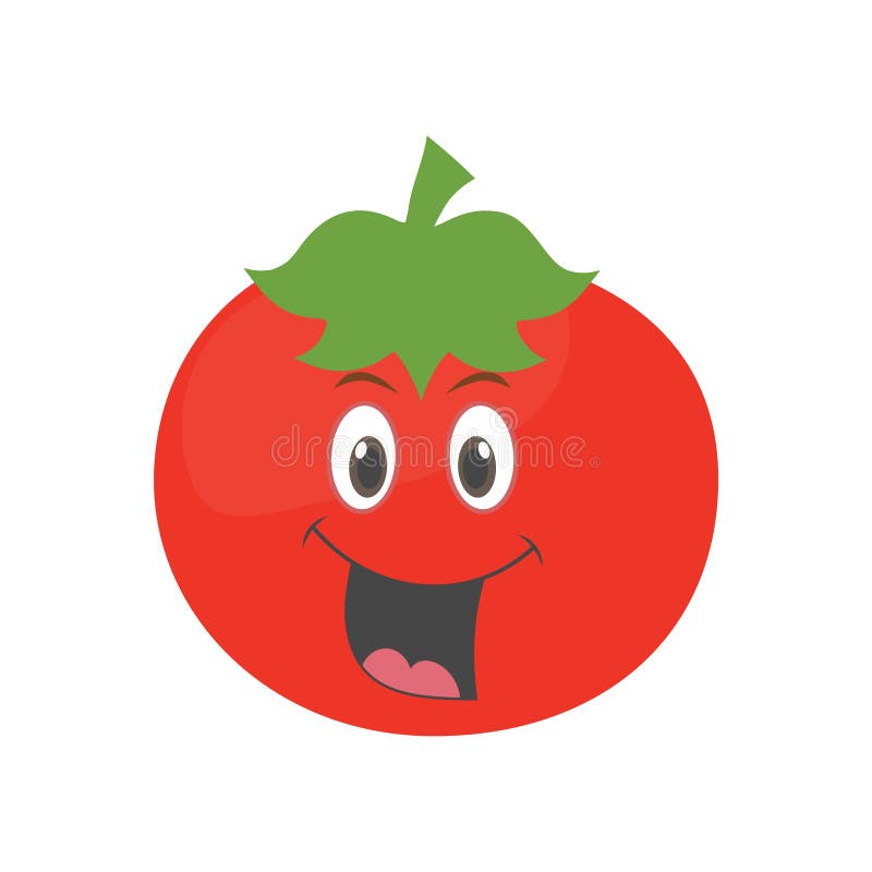 Personaggio dei cartoni animati di verdure sveglio del pomodoro isolato su fondo bianco illustrazione di stock Personaggio dei cartoni animati di verdure sveglio del pomodoro isolato su fondo bianco illustrazione di stock