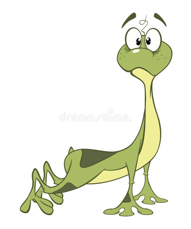 Personaggio dei cartoni animati sveglio della rana verde illustrazione di stock Personaggio dei cartoni animati sveglio della rana verde illustrazione di stock