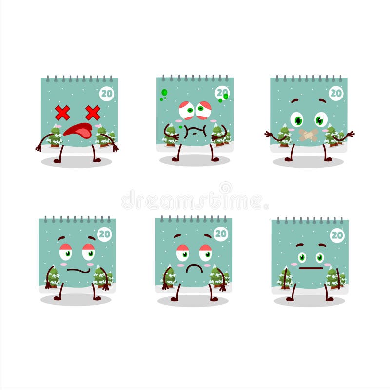 Personaj din caricatură din calendarul 20 decembrie, fără expresie vector illustration
