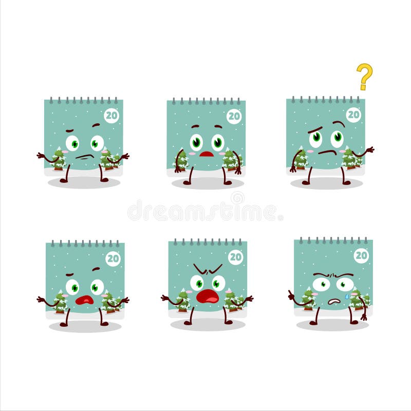 Personaj din desene animate din calendarul de 20 decembrie cu ce expresie stock illustration