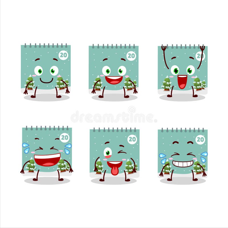 Personaj din desene animate din calendarul de 20 decembrie cu expresie de zâmbet vector illustration