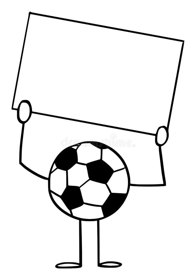 Personaj din desene animate de fotbal sau de fotbal care deține un indicator gol. ilustrare vectorială royalty free illustration