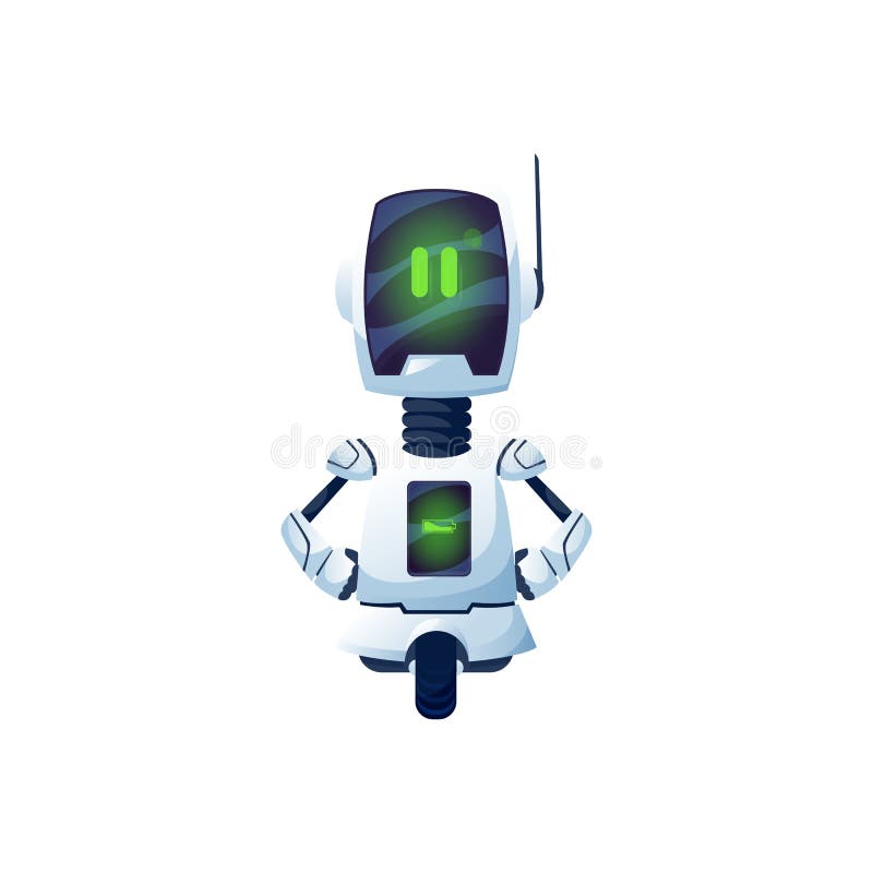 Personaj robot robot de desen cu roată stock illustration