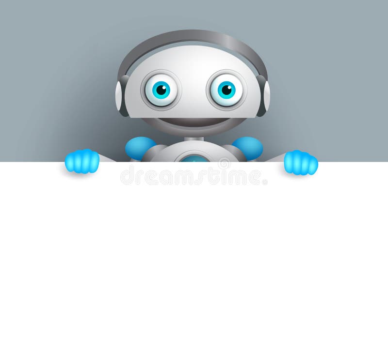 Personaj robot vectorial cu un zâmbet prietenos, fără tablă albă vector illustration