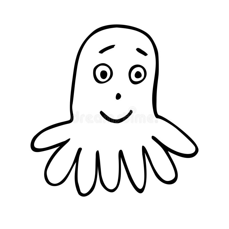 Personaje De Dibujos Animados De Baby Octopus De Color Mano Sin Color  Dibujado Con Ilustración Vectorial De Trazo De Tinta Ilustración del Vector  - Ilustración de libro, positivo: 182259538