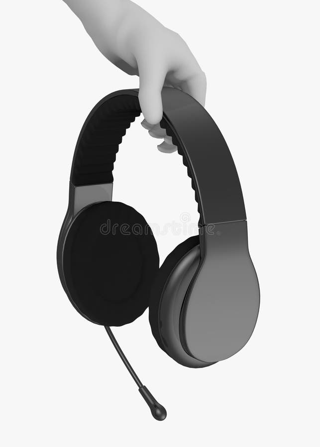 Personaje de dibujos animados con los auriculares con el mic a disposición ilustración del vector Personaje de dibujos animados con los auriculares con el mic a disposición ilustración del vector