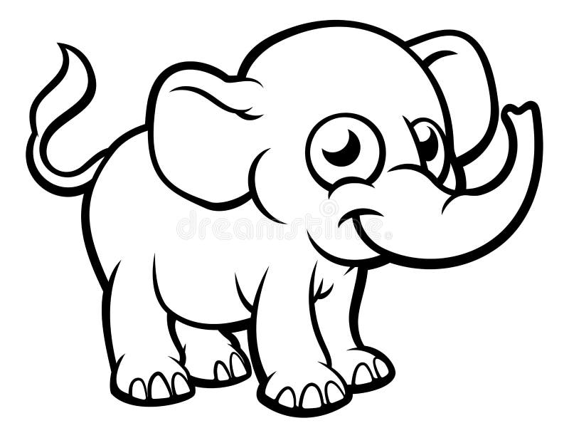 Personaje De Dibujos Animados Del Elefante Ilustración del Vector -  Ilustración de blanco, colorante: 94115223