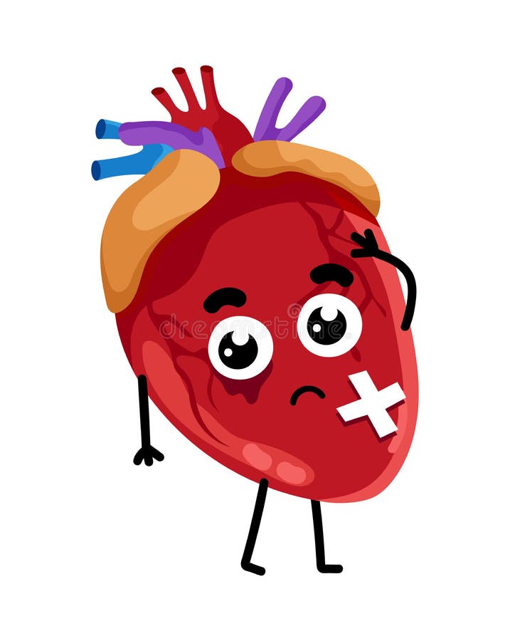 Personaje De Dibujos Animados Enfermo Humano Del Corazón Ilustración del  Vector - Ilustración de divertido, medicina: 106309946