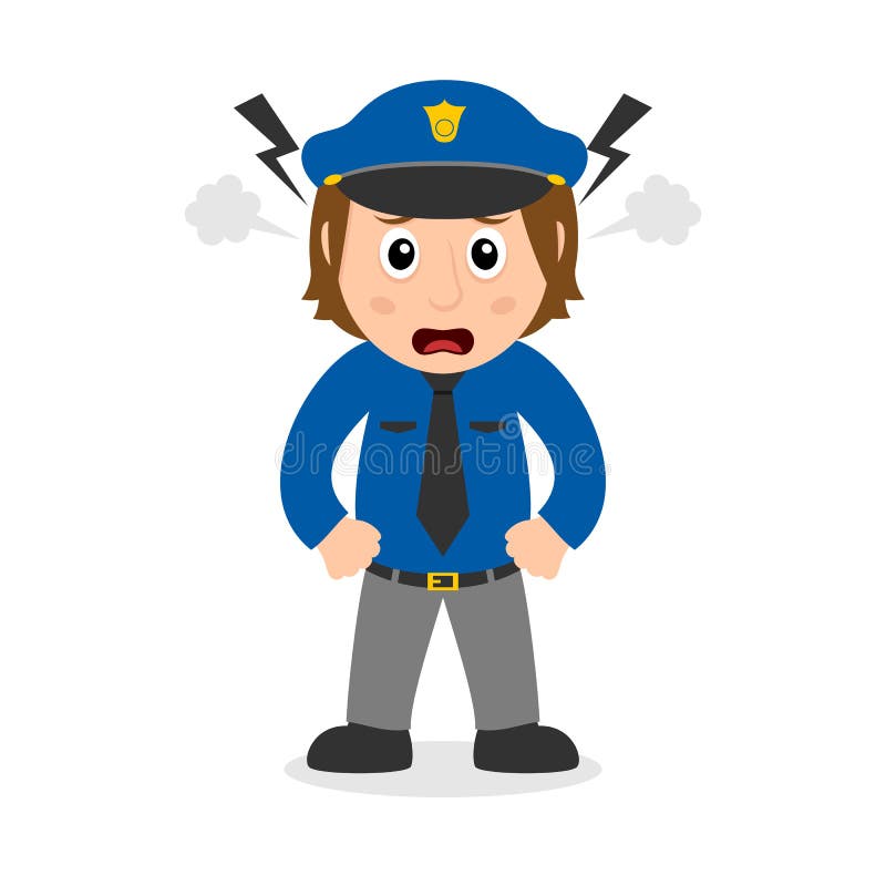 Personaje de dibujos animados enojado de la mujer policía libre illustration Personaje de dibujos animados enojado de la mujer policía libre illustration