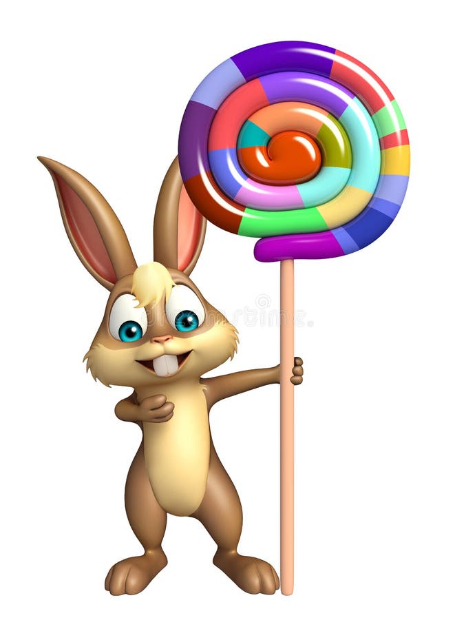 Personaje de dibujos animados lindo del conejito con el lollypop stock de ilustración Personaje de dibujos animados lindo del conejito con el lollypop stock de ilustración