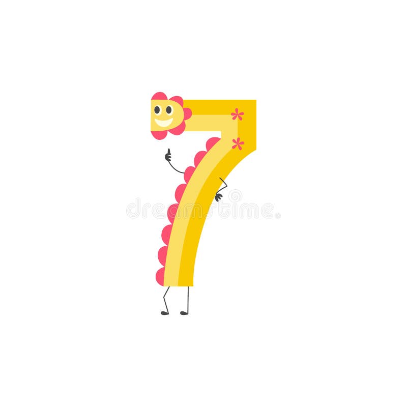 Personaje De Dibujos Animados Lindo Del Número Siete Para Los Niños O La  Invitación De Enseñanza Del Cumpleaños Ilustración del Vector - Ilustración  de animal, siete: 120032331