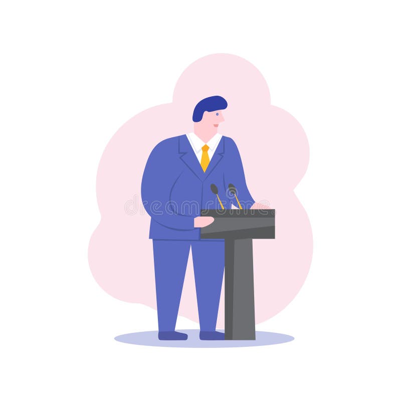 Personaje de dibujos animados masculino del altavoz del CEO del negocio del político Ejemplo plano del vector del discusión del c ilustración del vector Personaje de dibujos animados masculino del altavoz del CEO del negocio del político Ejemplo plano del vector del discusión del c ilustración del vector