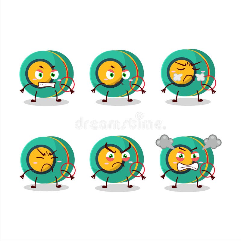 Personaje De Dibujos Animados Para Niños De Yoyo Con Diversas Expresiones  Enfadadas Stock de ilustración - Ilustración de creativo, redondo: 200251454