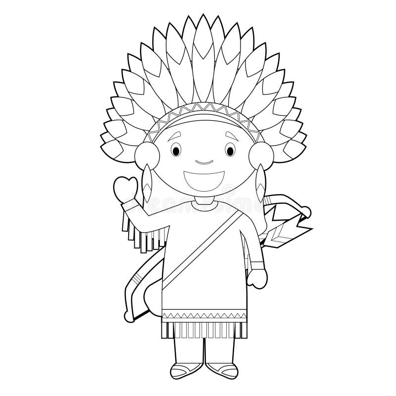 Personaje De Dibujos Animados Que Colorea Fácil De Los .U. Vestidos De  La Manera Tradicional De Los Indios Rojos Americanos Ilustración del Vector  - Ilustración de norte, gente: 151610937