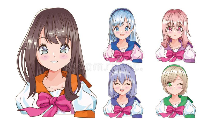 Personajes De Anime Para Mujeres Jóvenes Ilustración del Vector - Ilustración de espacio, colores: 164511570 Personajes De Anime Para Mujeres Jóvenes Ilustración del Vector - Ilustración de espacio, colores: 164511570