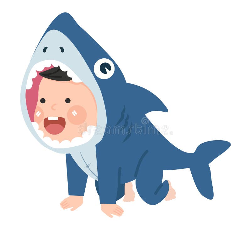 Ánimo Dibujar cuadrado Personajes De Bebés Con Disfraz De Animal De Tiburón Ilustración del Vector  - Ilustración de fondo, muchacha: 277813804