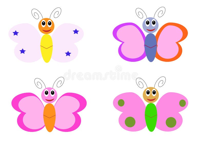 Personajes De Dibujos Animados De La Mariposa Ilustración del Vector -  Ilustración de conjunto, color: 46862563