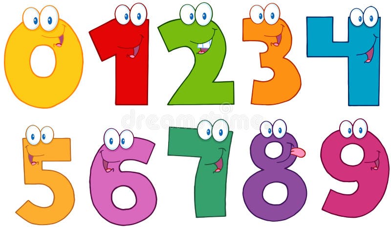 Personajes de dibujos animados divertidos de los números
