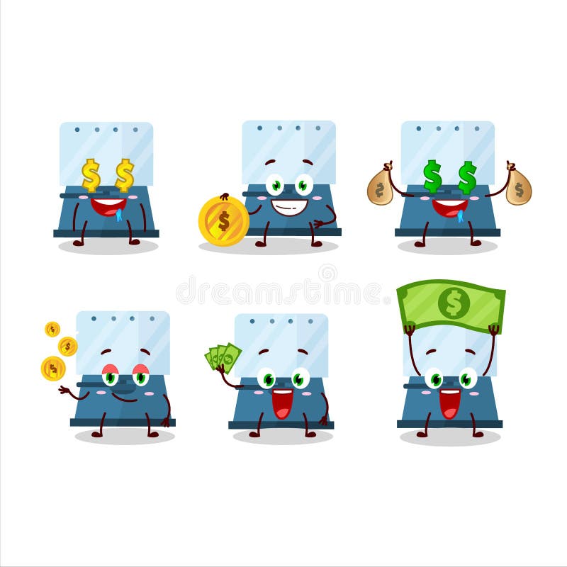Personajul automat al cafelei espresso cu emoticon drăguț aduce bani vector illustration