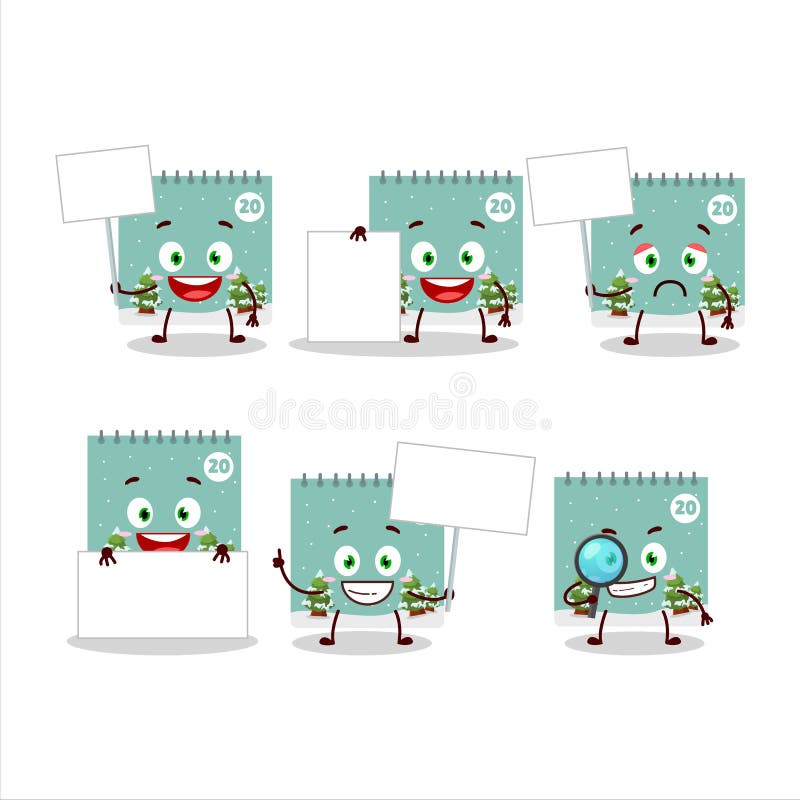 Personajul caricatural al calendarului 20 decembrie aduce placa de informare vector illustration