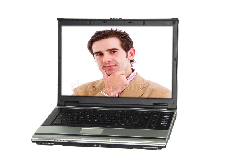 A personal computer with a man