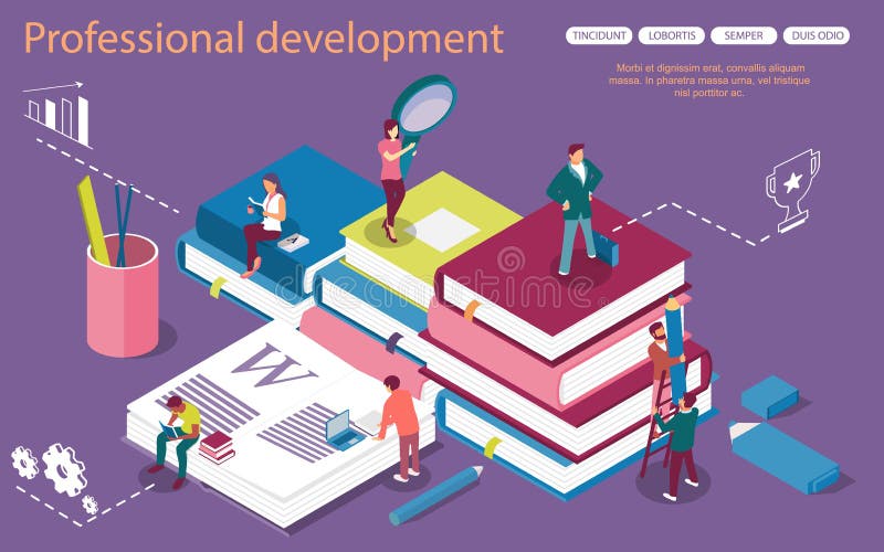 Personal Development concept banner with characters. stock illustration