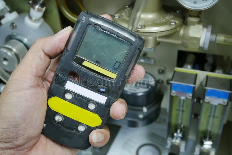 Personal H2S Gas Detector,Check Gas Safety Concept Stock Photo
