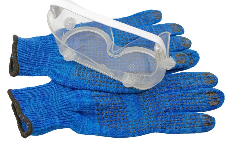 Personal Protection Equipment Including Glasses and Working Glove Stock