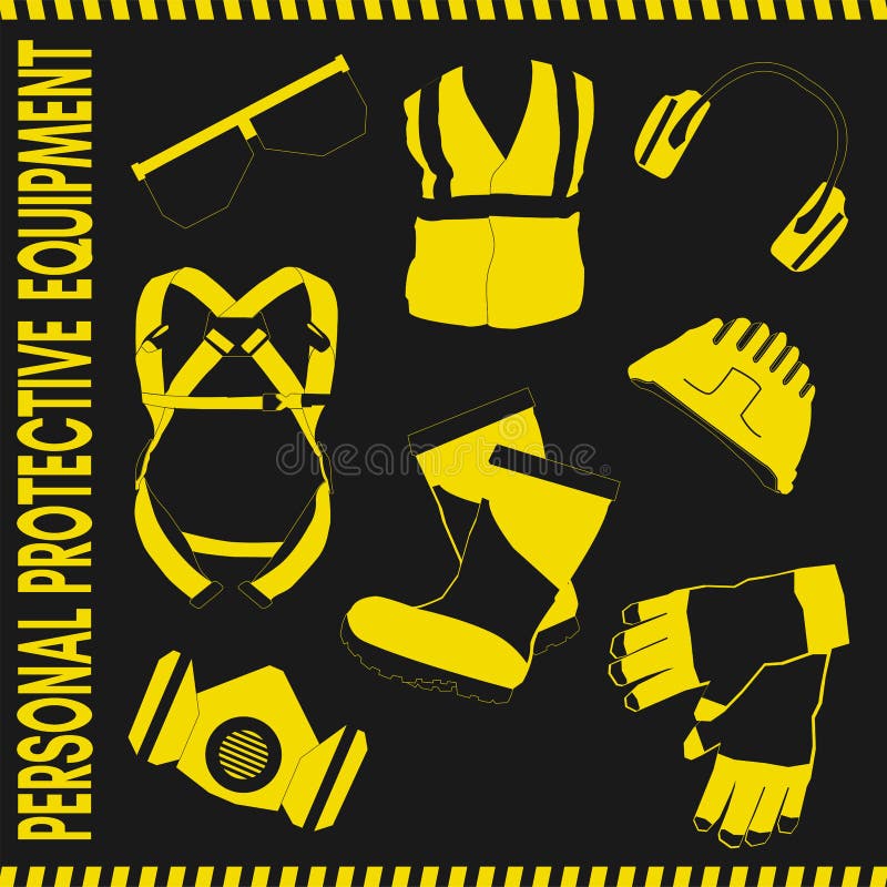 Personal Protective Equipment Vector Illustration Set Stock Vector