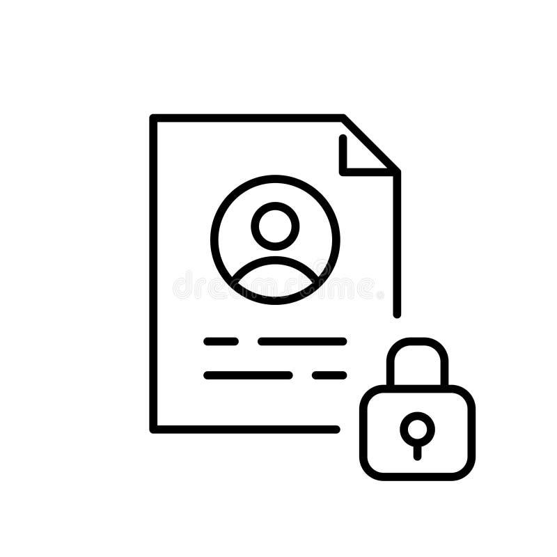 Personal record file and lock. Secure data storage. Pixel perfect vector icon royalty free illustration