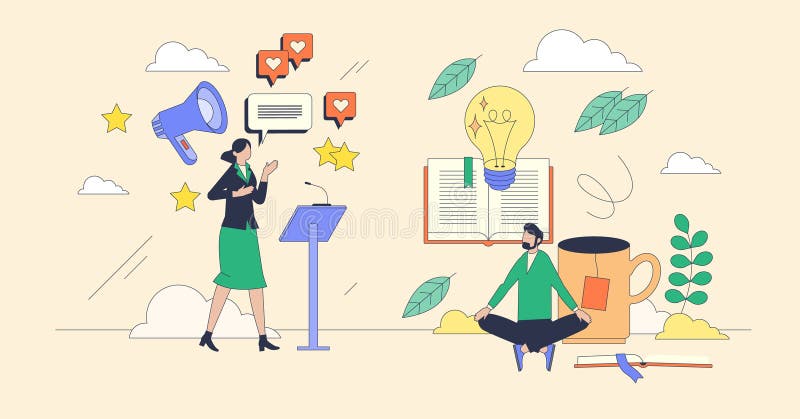 Personality traits and characteristics tiny person neubrutalism concept vector illustration