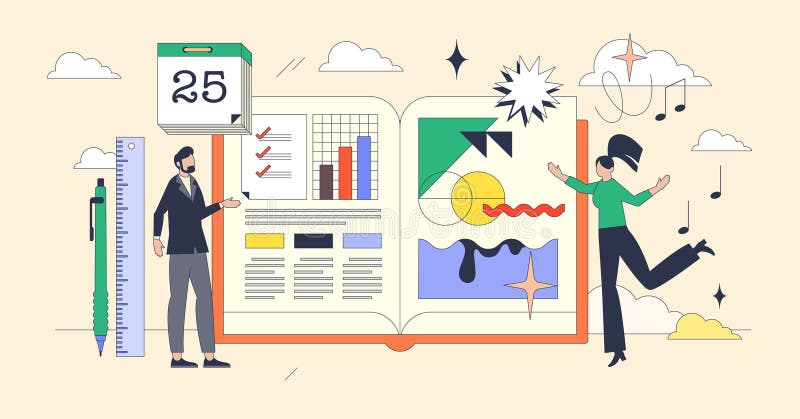 Personality types and individual differences tiny person neubrutalism concept royalty free illustration