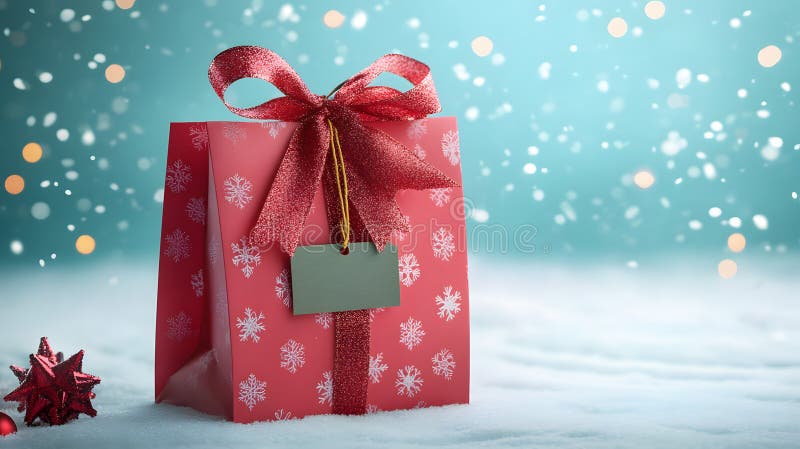 Personalized gift bag with custom name tag festive. royalty free illustration