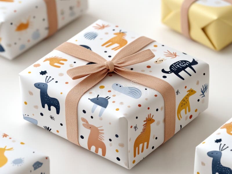 Personalized Gift Wrapping with Custom Designed Stamped Wrapping Paper, Create Unique and Creative Presents with Paper Stamps vector illustration